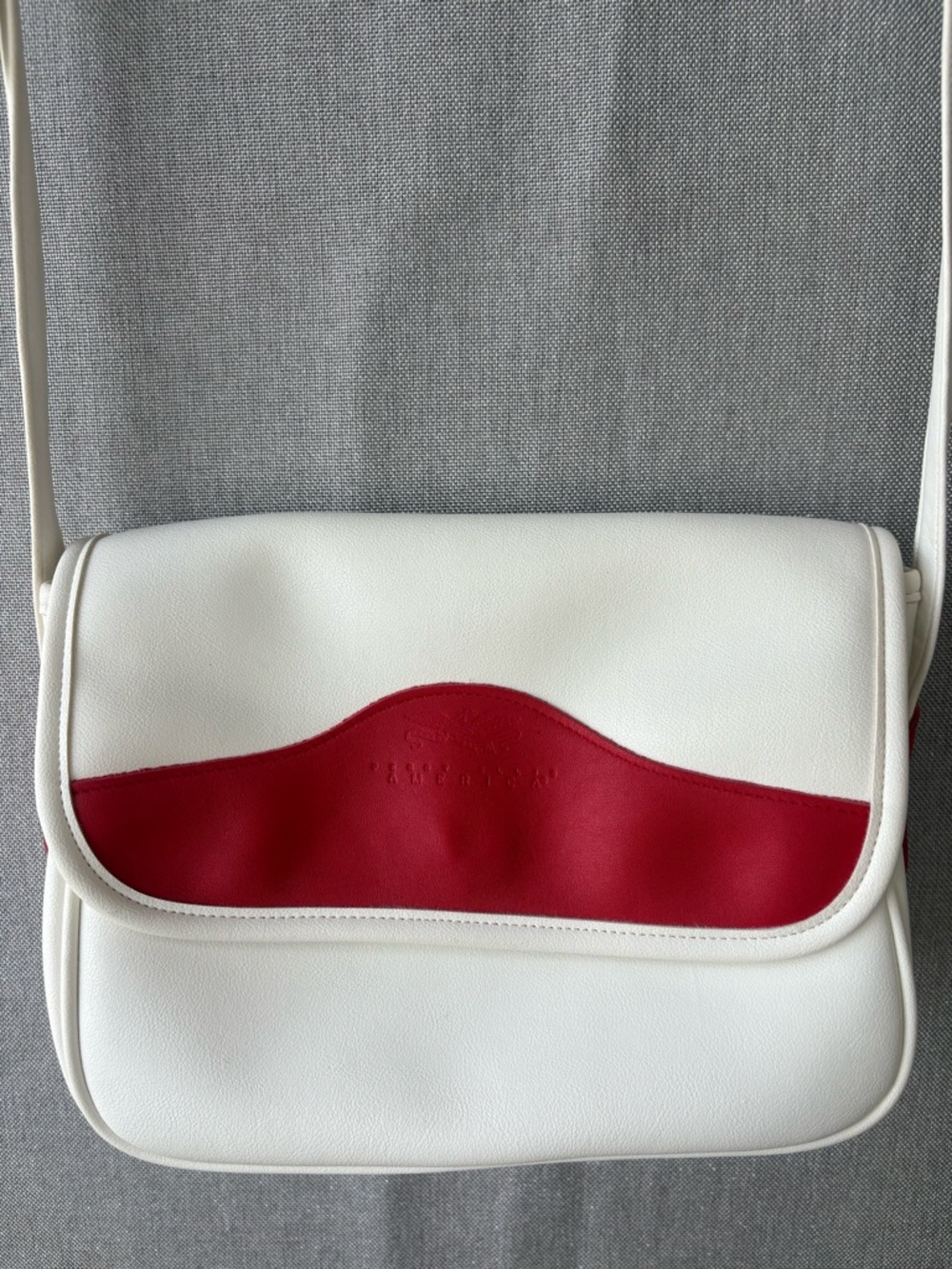Striking and playful White & Red Leather Crossbody Bag